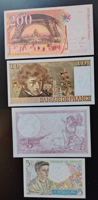 Frankrijk. - 4 banknotes - Various Dates (Zonder