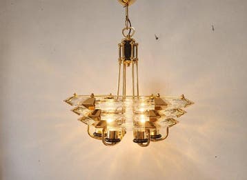 Plafondlamp - Gouden plafondlamp in Bakalowits &Söhne-stijl
