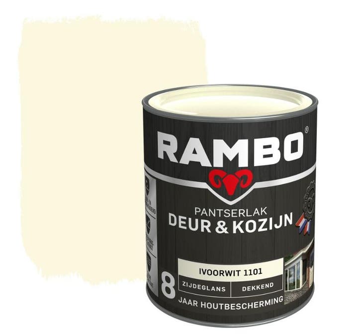 Rambo Pantserlak Deur en Kozijn Ivoorwit 0.75L, Doe-het-zelf en Bouw, Verf, Beits en Lak, Nieuw, Verzenden
