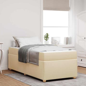 vidaXL Bedframe met matras Crème 80 x 200 cm Stof, Verzenden, Nieuw