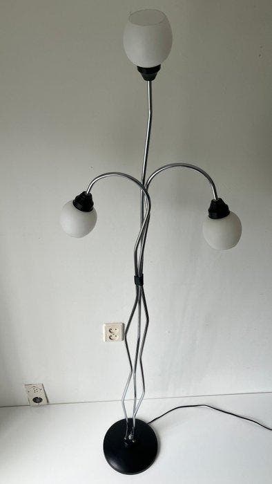 Staande lamp - Chroom, Metaal, Glas, Antiek en Kunst, Kunst | Designobjecten