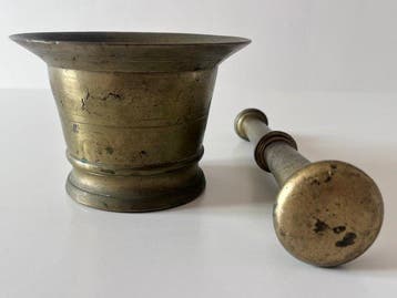 Mortier et pilon - Laiton moulé - Mortier manuel – Laiton, Antiquités & Art