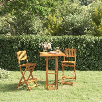 vidaXL 3-delige Tuinbarset massief acaciahout, Verzenden, Nieuw