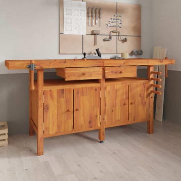 vidaXL Werkbank met lades en bankschroeven 192x62x83 cm, Bricolage & Construction, Verzenden