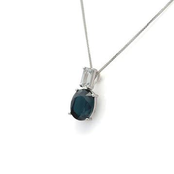 Ketting met hanger - 14 karaat Witgoud - 2.76ct. tw. Saffier