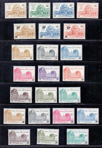 België 1967/1980 - Verzameling spoorwegzegels met Stations