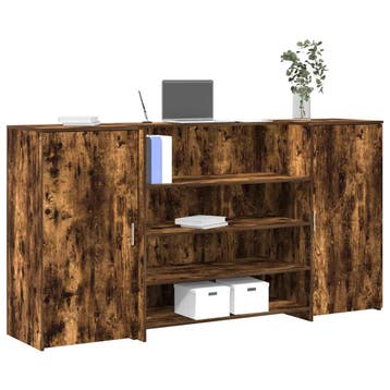 vidaXL Receptiebalie 200x50x103,5 cm bewerkt hout gerookt, Verzenden