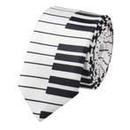 Fako Fashion - Skinny Stropdas - Print - 145cm - Piano Wit, Verzenden, Nieuw