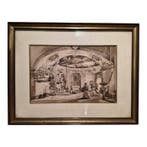 Achille Vianelli (1803-1894) - Interno di chiesa con fedeli, Antiek en Kunst