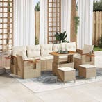 vidaXL Tuinbank Set met kussen 10 pcs Beige en Crème, Verzenden