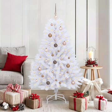 vidaXL Kunstkerstboom 150 cm PVC en Staal Wit, Verzenden, Nieuw