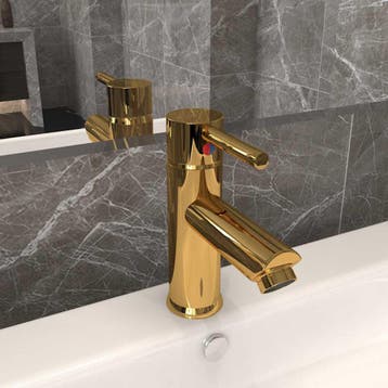 vidaXL Wastafelkraan 130x176 mm goudkleurig, Doe-het-zelf en Bouw, Verzenden, Nieuw