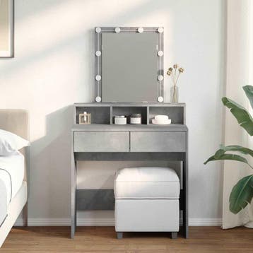 vidaXL Kaptafel met LED 80x41x144,5 cm betongrijs, Verzenden