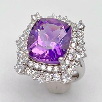 Zonder minimumprijs - Ring Zilver Amethist - 8.46CT - Nieuw, Nieuw