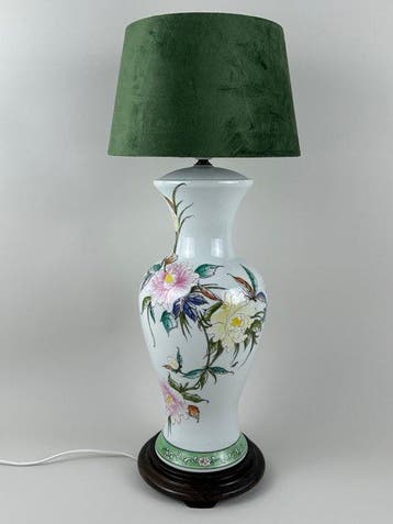 Limiges - Vaas gemonteerde lamp - Porselein, Hout - Een