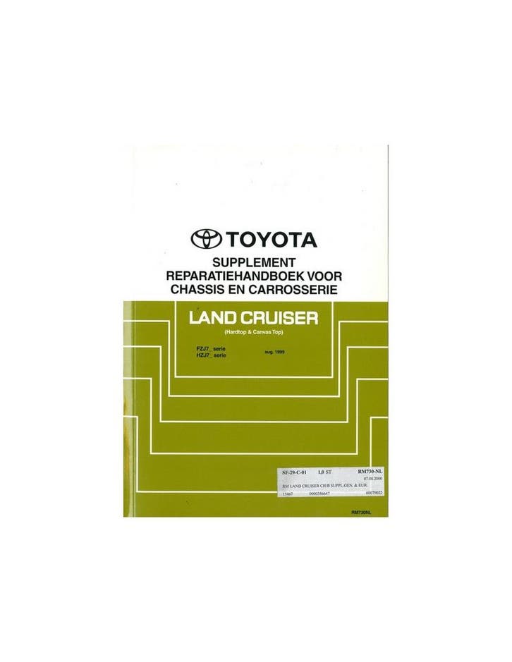1999 TOYOTA LANDCRUISER CHASSIS & CARROSSERIE, Autos : Divers, Modes d'emploi & Notices d'utilisation