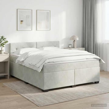 vidaXL Boxspringbed met matras en LED Lichtgrijs 180 x 200, Verzenden