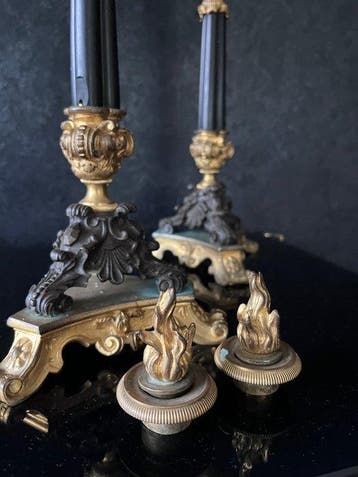 Candélabre (2) - Bronze - Napoléon III, Antiquités & Art