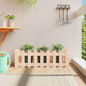 vidaXL Plantenbak verhoogd met hekontwerp 100x30x30 cm, Verzenden, Nieuw