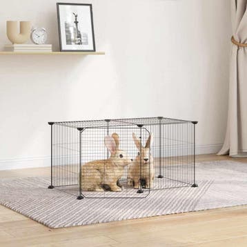 vidaXL Huisdierenkooi met deur 8 panelen 70x35x35 cm staal, Verzenden, Nieuw