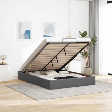 vidaXL Bedframe zonder matras 140x200 cm stof donkergrijs, Verzenden