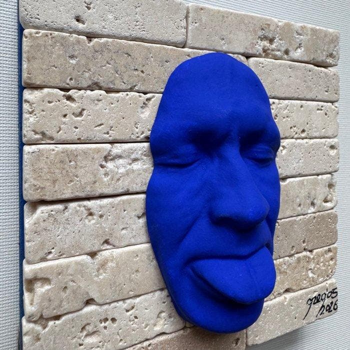 gregos - Blue mockery on bricks, Antiek en Kunst, Kunst | Designobjecten