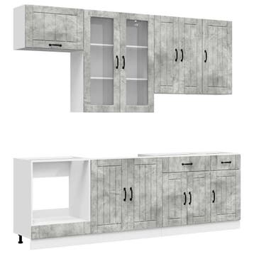 vidaXL Keukenblok LUCCA 8 st Betongrijs Bewerkt hout, Verzenden, Nieuw