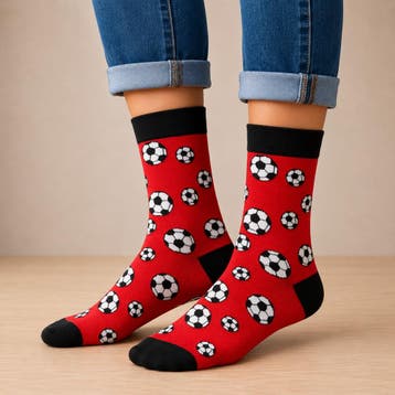 Sokken - Voetbalveld Print - Rood - Katoen - Maat 38-45, Kleding | Dames, Nieuw