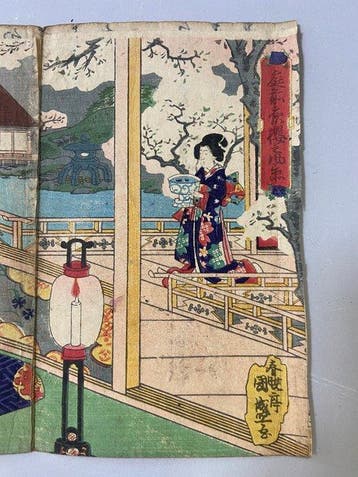 Utagawa Kunimori II — Ukiyo-e Woodblock Print Triptych,