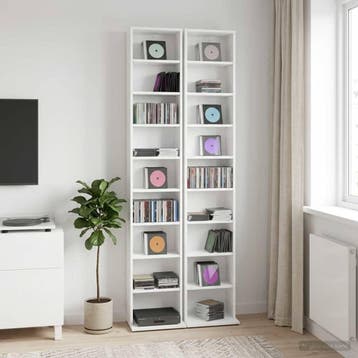 vidaXL CD Kast 2 st Wit 33 x 23,5 x 175 cm Bewerkt hout, Verzenden