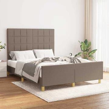 vidaXL Bedframe zonder matras stof taupe 140x200 cm, Verzenden, Nieuw