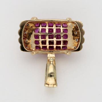 Pendentif - 14 carats Or jaune - 1.16ct. tw. Rubis - Diamant