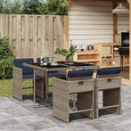 vidaXL 5-delige tuinset met kussens, grijs polyrotan, Verzenden, Nieuw, Tuinset