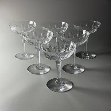 Val Saint Lambert - Champagneglas (6) - Dienst NESTOR - maat, Antiek en Kunst