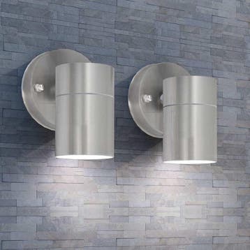 vidaXL LED-wandlamp buiten neerwaarts RVS 2 st, Verzenden, Nieuw