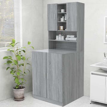 vidaXL Wasmachinekast 70,5x25,5x90 cm grijs sonoma, Verzenden