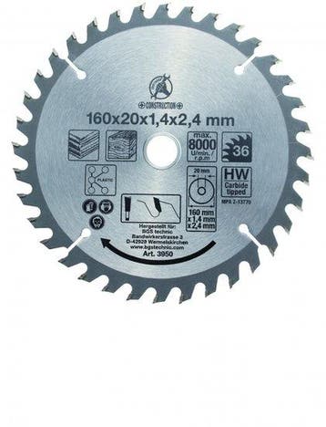 Bgs Technic Hardmetaal Cirkelzaagblad diameter 160 mm 36 tan, Verzenden, Nieuw