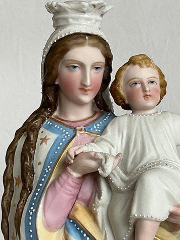 Beeld, Gekroonde heilige Maria & kind Jezus - 36 cm -