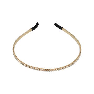 Haarband Diadeem 0,5cm – 2 Rijen Strass Steentjes – Metaal –, Nieuw