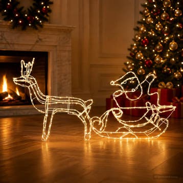 vidaXL Kerstversiering rendier en slee LOVIISA 320 LEDs, Diversen, Verzenden, Nieuw
