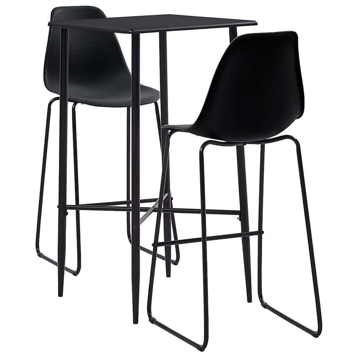 vidaXL 3-delige Barset kunststof zwart, Huis en Inrichting, Complete eetkamers, Nieuw, Verzenden