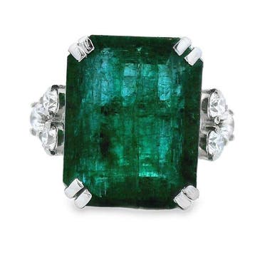 Ring Platina - 9.13ct. tw. Smaragd - Diamant, Nieuw