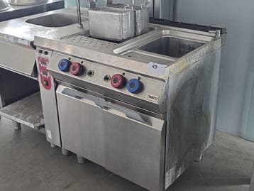 Pastakooker 2 kuipen  op gas met automatische..., Nieuw in verpakking