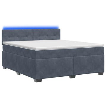 vidaXL Boxspringbed met matras en LED Donkergrijs 160 x 200, Verzenden, Nieuw