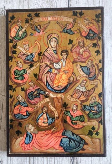 Icoon - De Maagd Maria – Jesseboom - Hout - Handgeschilderd