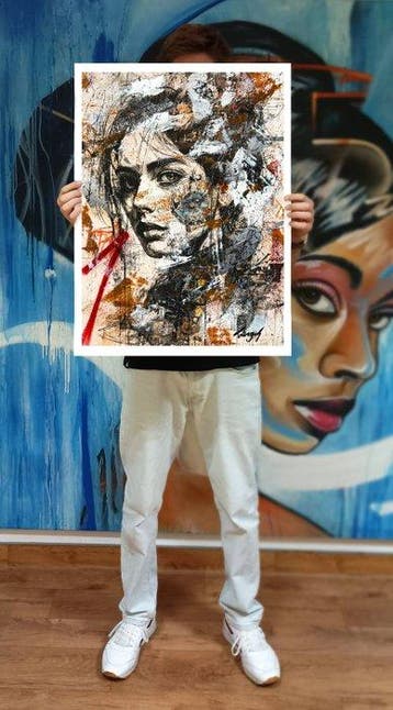 Gongas - Risk Line, Antiek en Kunst, Kunst | Schilderijen | Modern