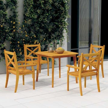 vidaXL 5-delige Tuinset massief acaciahout, Verzenden, Nieuw, Tuinset