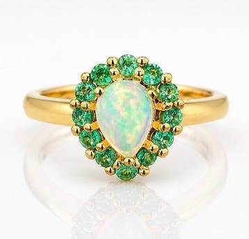 Zonder minimumprijs - Ring 925 zilver, Ethiopisch opaal,, Nieuw