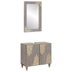 vidaXL Badkamerkast set Wandgemonteerd 2 pcs Grijs Massief, Verzenden