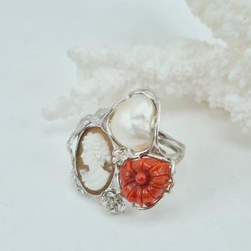 Koraal - Zilver - Ring - CORALLO MEDITERRANEO
